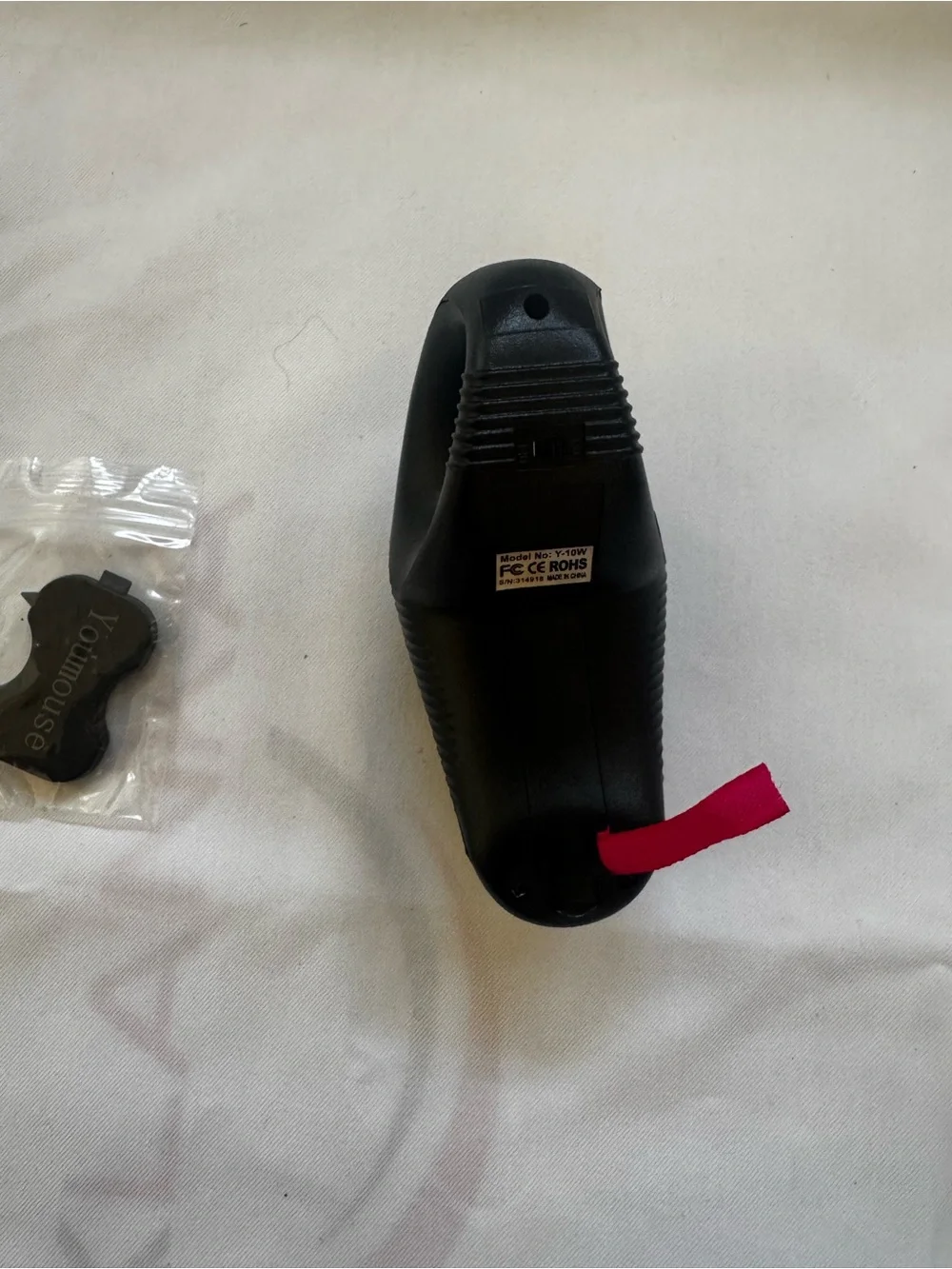 Ergonomic Black Handheld Trackball Mouse with Teal Ball